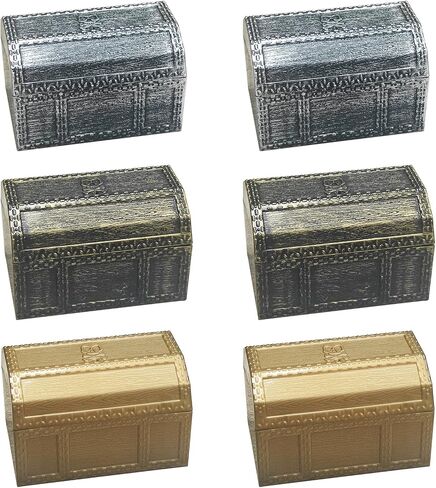 Mini Treasure Chest Toy Set for Kids, Vintage Decorative Pirate Pretend Play or Halloween Cosplay Party, Birthday, Christmas, Include 12 pirate treasure gold coins, 12 colorful diamonds in Saudi Arabia