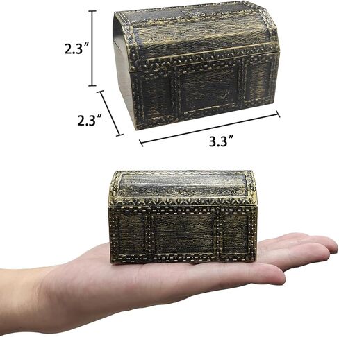 Mini Treasure Chest Toy Set for Kids, Vintage Decorative Pirate Pretend Play or Halloween Cosplay Party, Birthday, Christmas, Include 12 pirate treasure gold coins, 12 colorful diamonds in Saudi Arabia