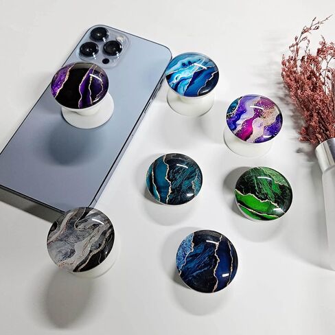 مقبض هاتف خلوي لامع شفاف، حامل هاتف محمول قابل للطي وقابل للتوسيع للهواتف الذكية (نسيج رخامي ذهبي وأرجواني أسود) in Kuwait