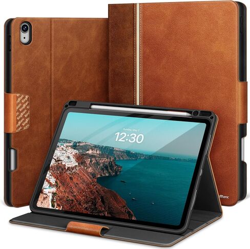 حافظة KingBlanc لجهاز iPad Air مقاس 13 بوصة (2024، M2) مع حامل أقلام رصاص من الجلد النباتي، حافظة ذكية، تنبيه/غفو تلقائي، زوايا متعددة للعرض/الرسم، غطاء واقٍ مع إغلاق مغناطيسي، أسود in Kuwait