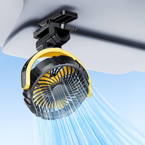 Car Fan 5V Small Clip on Fan for Front/Rear Seat, 2000mAh Rechargeable USB/Battery Powered Personal Cooling Fan Portable, Cordless Quiet Fans That Blow Cold Air, for SUV, Rv, Truck, Camping in Kuwait