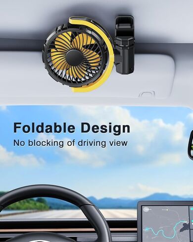 Car Fan 5V Small Clip on Fan for Front/Rear Seat, 2000mAh Rechargeable USB/Battery Powered Personal Cooling Fan Portable, Cordless Quiet Fans That Blow Cold Air, for SUV, Rv, Truck, Camping in Kuwait