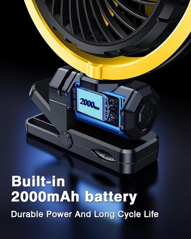 Car Fan 5V Small Clip on Fan for Front/Rear Seat, 2000mAh Rechargeable USB/Battery Powered Personal Cooling Fan Portable, Cordless Quiet Fans That Blow Cold Air, for SUV, Rv, Truck, Camping in Saudi Arabia
