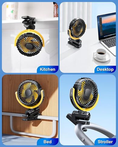 Car Fan 5V Small Clip on Fan for Front/Rear Seat, 2000mAh Rechargeable USB/Battery Powered Personal Cooling Fan Portable, Cordless Quiet Fans That Blow Cold Air, for SUV, Rv, Truck, Camping in Saudi Arabia
