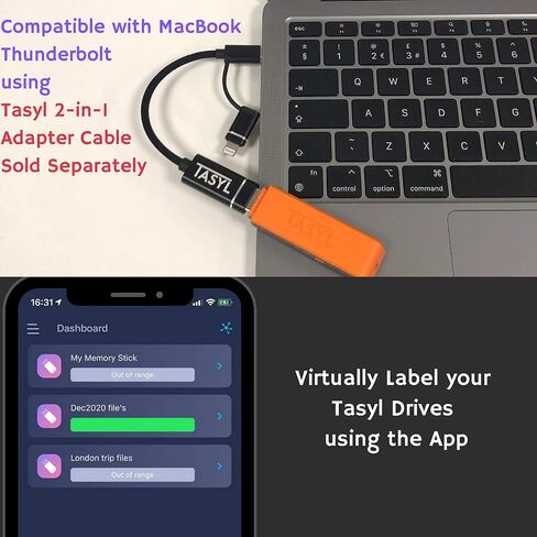 Track 1TB USB 3.2 Flash Drive SSD, with Bluetooth Tracker, SuperSpeed Up to 550 MB/s Read & 500 MB/s Write, Find Your Drive Quickly & Last Known Location with Tasyl App, Orange in Saudi Arabia
