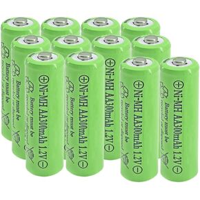 12 Packs 1.2V AA 300mAh Ni-MH Rechargeable Batteries for Solar Lights (AA Size)