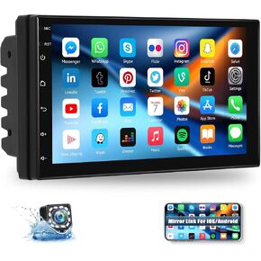 Android 13 Car Stereo with Mirror Link WiFi/GPS Navigation 7 Inch IPS Touchscreen Double Din Car Radio with Bluetooth,FM Radio,SWC,Split Screen USB/AUX-in+Backup Camera[1+32G] in Saudi Arabia