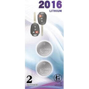 2 Pack CR2016 Key fob Battery OEM Replacement for Toyota (2013-2021) Camry Corolla Highlander Prius C Scion FR-s iQ tC xB xD Sequoia Tacoma Tundra