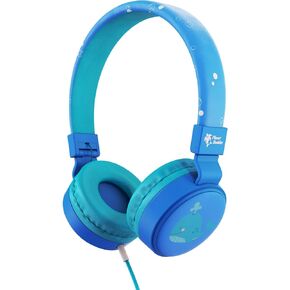 Planet Buddies Kids Headphones, Wired Headphones with Microphone for Kids, Volume Safe Foldable On Ear Earphones for School, Travel, Phone, Kindle - Blue Penguin
