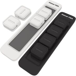 Alnoor USA Magnetic Cable Organizer |Multipurpose Magnetic Cable Clips with 8-Cable Buckles & 2-Bases |Cable Management Clips for Cell phone, Office, Car, Home |Magnetic Cable Holder in Black & White