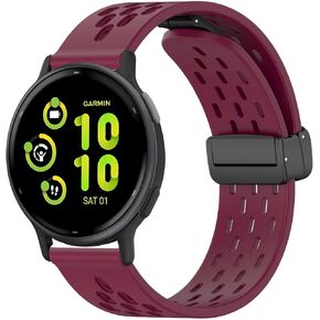 Compatible with Garmin Forerunner 165 Bands, Lamshaw 20mm Breathable Soft Silicone Magnetic Butterfly Clousure Sport Replacemet Band Straps Compatible with Garmin vivoactive 5/Approach S12/Approach S40/Approach S42/D2 Air/D2 Air X10/Forerunner 165, 245, 5