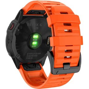 Silicone Quick Release Fit Band for Garmin Fenix 6 Pro/Sapphire, 22mm Soft Waterproof Non-allergenic Wristband Strap for Garmin Fenix 5/5 Plus,Garmin Instinct,Forerunner 935/945(Orange)