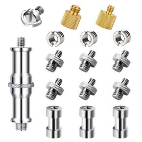 22PCS Camera Screws Set,1/4" and 3/8" Threaded Converter Screws Flash Shoe Mount for DSLR Camera/Tripod/Flash Light/Quick Release Plate.1/4" Stainless Steel D-Ring Screws