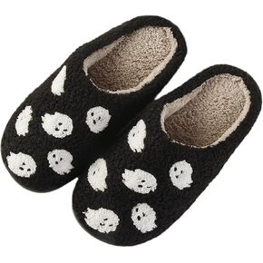 Halloween Pumpkin Slippers for Womens Mens Cute Cartoon Slippers Plush Warm Memory Foam Shoes