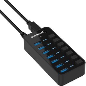 SABRENT USB C Hub 7-Port 48W Powered Hub with Switches (HB-3A4C)