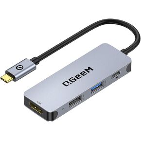 USB C Hub, QGeeM 4-in-1 USB C to HDMI Adapter with 4K USB C to HDMI Hub,100W Power Delivery,USB 3.0,Thunderbolt 3 Hub Compatible for MacBook Pro, XPS, iPad Pro,More Type C Devices in Kuwait