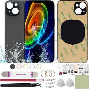 Back Glass Cover Replacement Compatible with iPhone 15 6.1" + Professional Tools (Black)