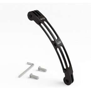 HSU Aluminum Alloy Curved Extension Arm (5.3") Metal Pole Mount Helmet Stick Extension Arm Mount for GoPro Hero 12/11/10/9/8/7/6 Black, DJI Osmo Action 4/3 and More Action Cameras (Black)