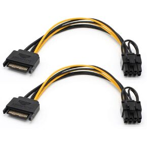 8 Pin PCIe to SATA 15 Pin Power Cable, 15-Pin SATA to 8 Pin PCI-Express Video Card Power Adapter Cable (20CM/2Pack)