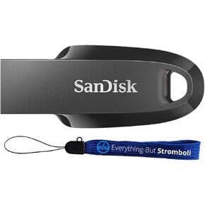 SanDisk Ultra Curve 32GB Flash Drive USB 3.2 Gen 1 USB-A High Performance Thumb Drive for Computers, Laptops, Office 100MB/s (SDCZ550-032G-G46) Bundle with (1) Everything But Stromboli Lanyard