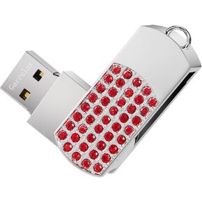 USB Flash Drive, 16GB/32GB/64GB/128GB USB2.0 Rotatable Memory Stick Date Storage Pendrive Thumb Drives U Disk(16GB,Red)