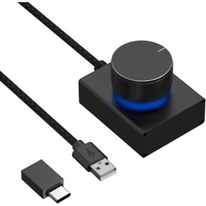 Geekria USB Volume Adjustment Knob with Rotate Volume Adjustment & One Key Mute Function, PC/Phone Audio Remote Volume Control Adapter. Support Win 7, 8, 10, Vista, MAC, Android (Silver)