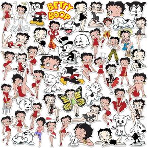 Betty Boop Character 50ct Vinyl Large Deluxe Stickers Variety Pack - Laptop, Water Bottle, Scrapbooking, Tablet, Skateboard, Indoor/Outdoor