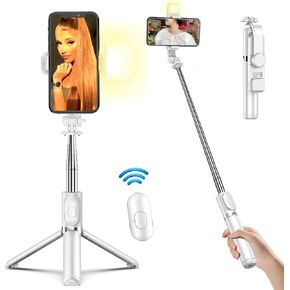 40" Selfie Stick with LED Fill Light & Phone Tripod, Bettvance Extendable Cell Phone Tripod Stand with Wireless Remote, Compatible with iPhone Android Phone. Best Gift in Saudi Arabia