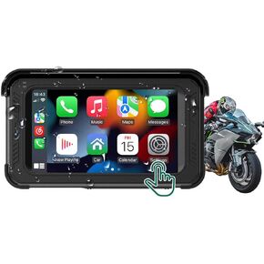 Motorcycle 5" IPS Touch Screen Monitor Compatible with Wireless Carplay, Android Auto, Siri & Intelligent Voice, WiFi, Bluetooth, and Waterproof TTXSCAM MT02-A