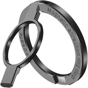 Magnetic Phone Ring Holder, Adjustable Zinc Alloy Mag-Safe Phone Ring Stand Holder, Mag Safe Ring Grip,Compatible with iPhone 14/13/12 Series and Phones with Magnetic Suction Case(Black)