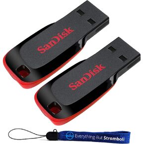 SanDisk 8GB Cruzer Blade Flash Drive 2 Pack SDCZ50-008G-B35 - Bundle with 1 Everything But Stromboli Lanyard