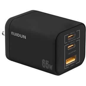 65W USB C Charger, 3 Ports USB Wall Charger, PD3.0 GaN USB C Charger for Travel, Fast Charger USB C for MacBook Pro/Air, iPad, Galaxy S24 Ultra, Dell XPS, iPhone 15 Pro and More(Black)