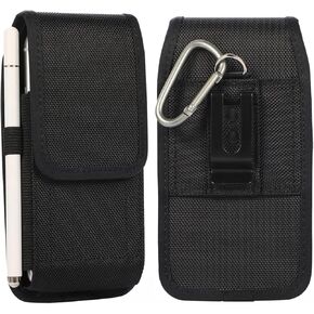 Nylon Phone Pouch Belt Clip Holster Case w/Card Holder for Samsung Galaxy S24 S23 Ultra S22 S21 Ultra Note 20 Ultra A42 A32 5G A21 A14 A12 A11, Pixel 7 Pro, OnePlus 10 9 Pro, Nokia G20 (X-Large 2)