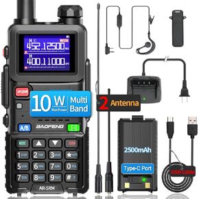 BAOFENG Radio 5RM 10W Ham Radio Long Range Handheld (Upgrade of UV-5R) AR-5RM Two Way Radio NOAA Weather Receiver Rechargeable Walkie Talkies UV5R, Copy Frequency 999CH with USB Charging 771 Antenna