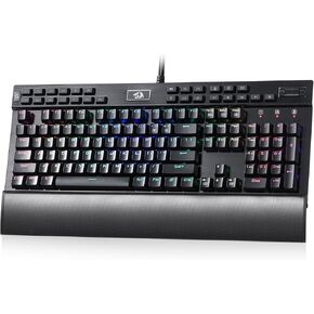 Redragon K550 RGB Gaming Keyboard, 104 Keys + 12 Macro G Keys Wired Mechanical Keyboard w/Aluminum Top Plate, Custom Clicky Purple Switch, Extra USB Port & Wrist Rest