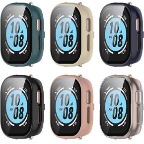 FitTurn Compatible with Honor watch 4 Screen Protector Cases Replacement [6 Pack] PC Slim Case Cover 3D Full Coverage Tempered Glass Screen Protector for Honor watch 4 Watch (TMA-L19)