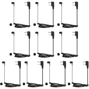 Retevis Walkie-Talkie Earpiece with Mic, in-Ear, Coil Tube, with PTT, 2 Pin, for RT22 RT68 RT21 H-777 RT86 RT19 NR10, Compatible with SAMCOM pxton 2 Way Radio, Security Two Way Radio Headset(10 Pack)