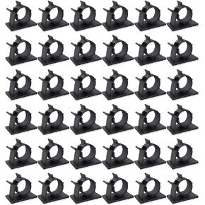 Viaky 40 PCS Black Cable Clips Adjustable Wire Clamps Cable Wire Management Self-Adhesive Cord Holders for Office, Home, Workshop, Computer Room