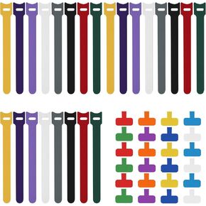 48 Pcs Multicolor Cable Labels and Reusable Fastening Cable Ties Sets Cord Labels for Electronics 24 Pcs Cable Ties Adjustable and 24 Pcs Write-On Label Home Office Cable Wrap And Management Supplies