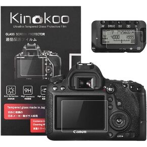 kinokoo Tempered Glass Film for Canon EOS 6D Crystal Clear Film Canon 6D Screen Protector with Top Screen Protector(2 pack)
