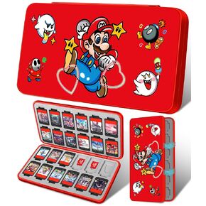 Xinocy for Nintendo Switch Game Case with 24 Game Holder Slots and 24 SD Micro Card Slots for Nintendo Switch/Lite/OLED,Cute Cartoon Games Cartridge Cases for Boys Kids Girls Kawaii Storage Box, Maliao