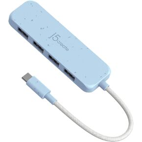 j5create 4-in-1 Pink USB-C to 4-Port Type-A Hub(Eco-Friendly), 4 USB-A with 10Gbps SuperSpeed, USB-C Dongle | Compatible with MacBook Pro/Air, iPad, Mac Mini and More Type C Devices(JCH341ER)