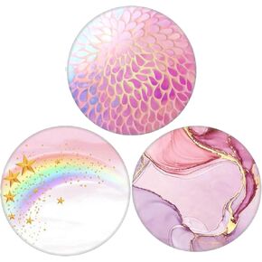 3 Pack Universal Cell Phone Stand Compatible with Socket for iPhone Grip & Holder, 360° Rotation -Pink Glitter Pentacle rose Gold marble