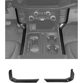 Savadicar Black Wood Grain Interior Accessories - Floor Console Side Strips Trim Cover for Ford F150 (2021-present) - Premium Texture Interior Decor Upgrade Option, 1 PC