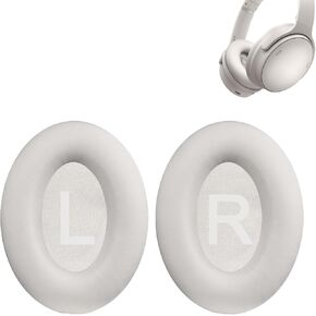 وسائد أذن بديلة لـ Bose QuietComfort 45(QC45)، وسائد أذن متوافقة مع QuietComfort SE(QC SE)/سماعات رأس جديدة مريحة هادئة، غطاء أذن لسماعات الرأس مع جلد بروتين أكثر نعومة - أبيض in Kuwait