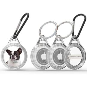kuo yu AirTag Case, Clear Waterproof 4 Pack, Anti-Scratch Dog Tag Holder, Compatible with Keys, Backpacks, Accessories, AirTag Keychain TPU Material, Soft, Durable, Unisex, Airtag Case