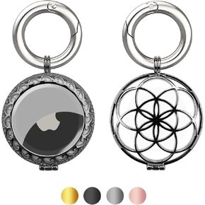 VESMATITY Compatible with Apple AirTag Case for AirTag Keychain Portable Metal Protective Cover for AirTag (Black)