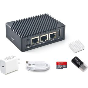 FriendlyElec Nanopi R5S Mini Router OpenWRT with Three Gbps Ethernet Ports 4GB RAM LPDDR4X Based in RK3568 Soc for IOT NAS Smart Home Gateway (with Metal Case) Support Debian Linux Ubuntu
