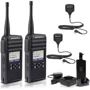 Motorola DTR700 Digital 2-Way Radio (50 Channels) (DTR700) + 2 x HKLN4606 Remote Speaker Mic (2-Pack)