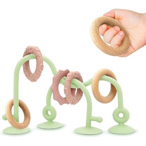 Suction Cup Sensory Bath Toys - 24hr Strong Hold Play Activity for Babies, Silicone Sensory Bath Time, Montessori Teething Toy for Infants and Toddlers, Baby Highchair Toy for 0-12 Months
